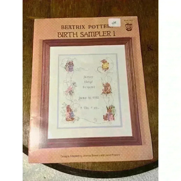 New Green Apple Cross Stitch Chart Beatrix Potter Birth Sampler I - Picture 2 of 4